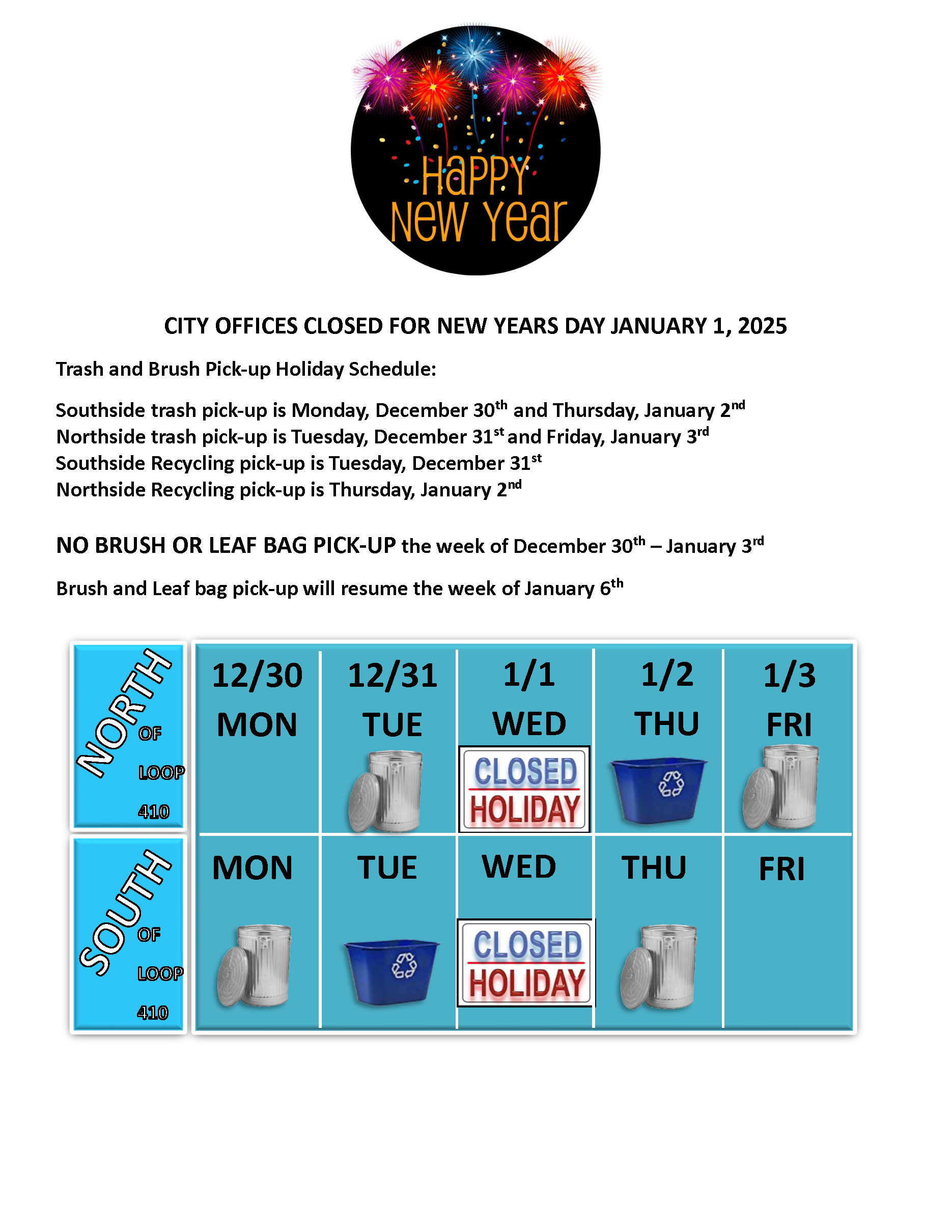 CITY OFFICES CLOSED New Years 2024-2025 (002)